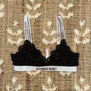Victoria Secret Black Lace Logo Bra